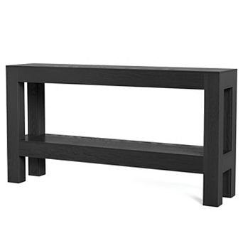 Rustic Farmhouse Console Table with Storage Shelves for Entryway