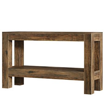 Rustic Farmhouse Console Table with Storage Shelves for Entryway