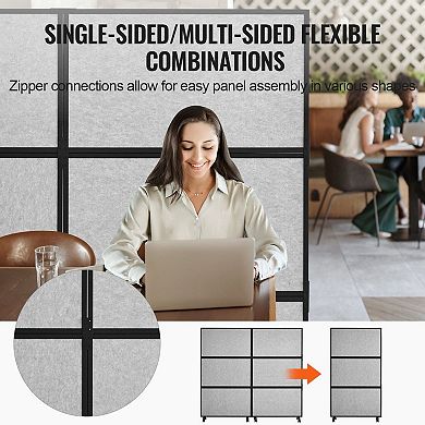 Portable 2-Panel Soundproof Divider with Zipper Connections for Flexible Layouts