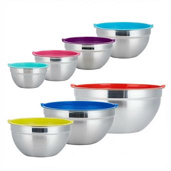 Mixing Bowls Set of 7, Stainless Steel Nesting Bowls with Colorful Airtight Lids