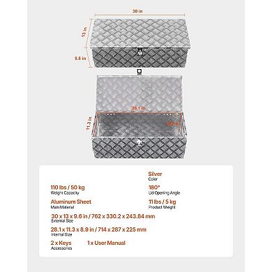 Compact Aluminum Truck Bed Tool Box with Lock and Carry Handles for Tools and Gear