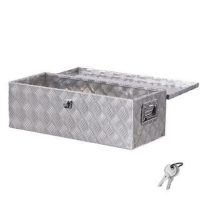 Compact Aluminum Truck Bed Tool Box with Lock and Carry Handles for Tools and Gear