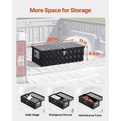 Compact Aluminum Truck Bed Tool Box with Lock and Carry Handles for Tools and Gear