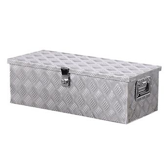 Compact Aluminum Truck Bed Tool Box with Lock and Carry Handles for Tools and Gear