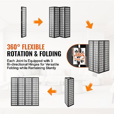 Japanese Style Folding Room Divider Screen, 4 Panel Privacy Screen for Bedroom or Office