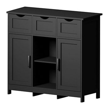 Multi-Use Storage Cabinet with 3 Drawers and 2 Doors, Buffet or Coffee Bar Cabinet