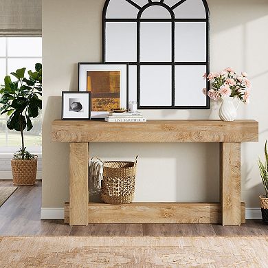 Farmhouse Entryway Table with Open Shelf for Display and Storage