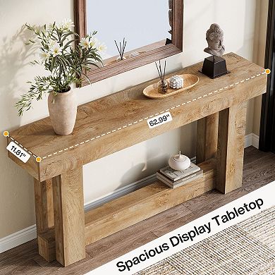 Farmhouse Entryway Table with Open Shelf for Display and Storage