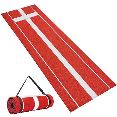 Softball Pitching Mat with Inlaid Rubber and Stride Lines for Indoor and Outdoor Use