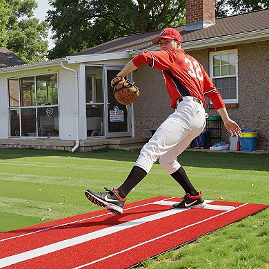Softball Pitching Mat with Inlaid Rubber and Stride Lines for Indoor and Outdoor Use