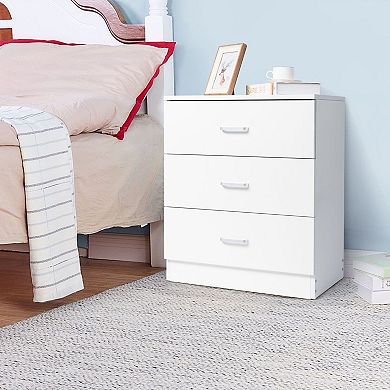 Modern 3-Drawer Dresser with Smooth Glide Drawers for Multi-Room Use - White