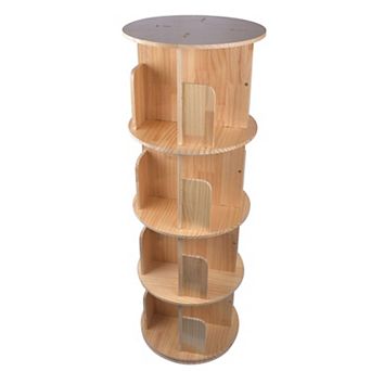 Round Rotating Storage Shelf with Open Shelves for Living Room or Bedroom