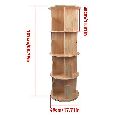 Round Rotating Storage Shelf with Open Shelves for Living Room or Bedroom