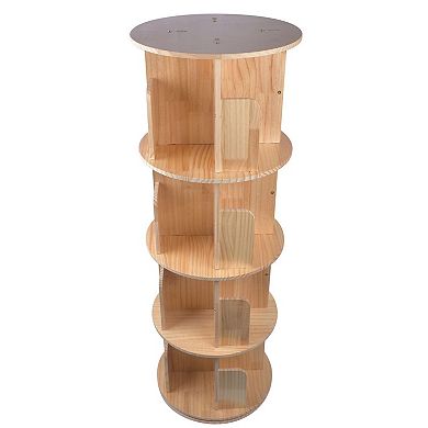Round Rotating Storage Shelf with Open Shelves for Living Room or Bedroom