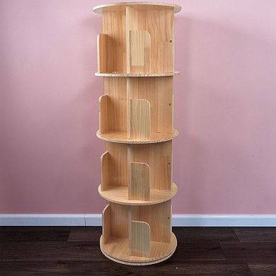 Round Rotating Storage Shelf with Open Shelves for Living Room or Bedroom