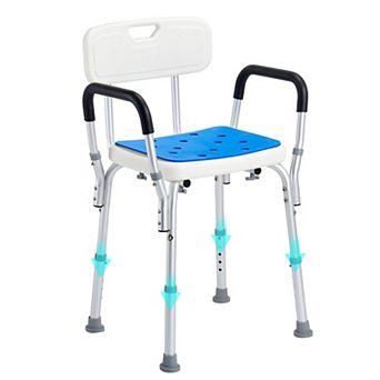 Shower Chair with Back and Arms, Adjustable Height Bath Seat with Drainage Holes, Multicolor
