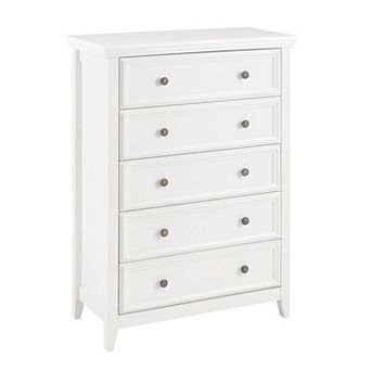 5-Drawer Storage Cabinet with Metal Handles for Bedroom or Office - White