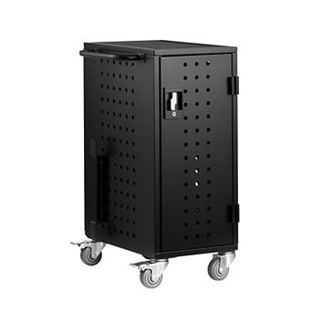 Secure Mobile Charging Cart with Built-In Power Strip and Lockable Cabinet