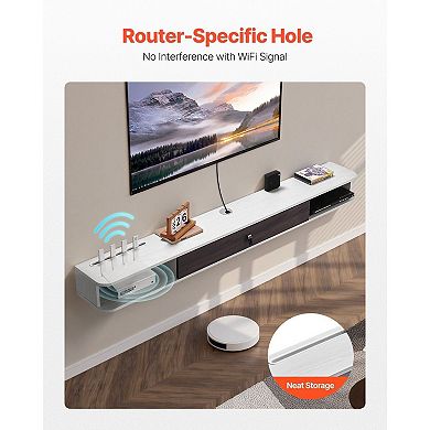 Wall Mounted Floating TV Stand with Cabinets and Open Shelves