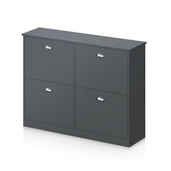 Space Saving Shoe Cabinet with Hidden Storage and Adjustable Compartments
