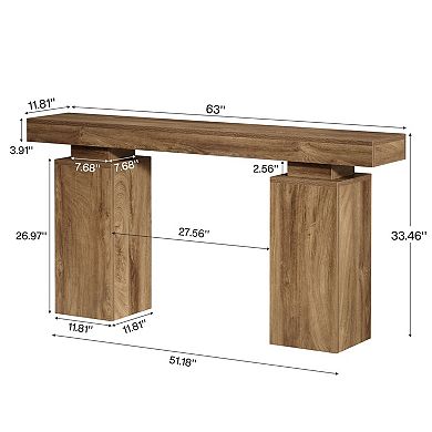 Narrow Farmhouse Console Table Wood Sofa Table for Entryway