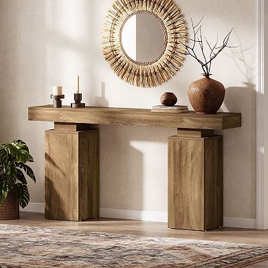 Narrow Farmhouse Console Table Wood Sofa Table for Entryway