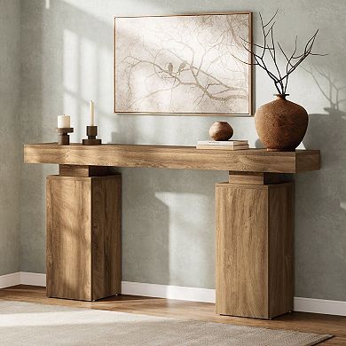 Narrow Farmhouse Console Table Wood Sofa Table for Entryway