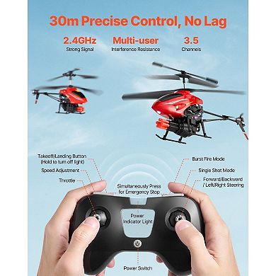 Kids RC Helicopter Toy with One-Key Takeoff, LED Lights, and Bullet Mode
