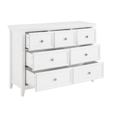 7-Drawer Wood Dresser with 3 Top, 4 Bottom Drawers for Bedroom or Office - White