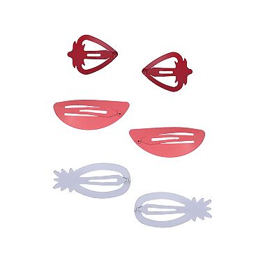 Emberly 6-Pack Strawberry, Pineapple & Watermelon Metal Snap Hair Clips