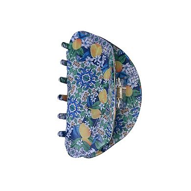 Emberly Blue Print & Yellow Lemons Acrylic Claw Clip