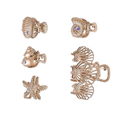 Emberly Gold Tone Sealife Theme 5-Pack Metal Claw Clips