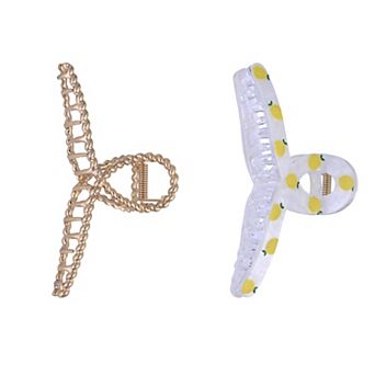 Emberly 2 pc Gold Tone Metal & Acrylic Claw Clips