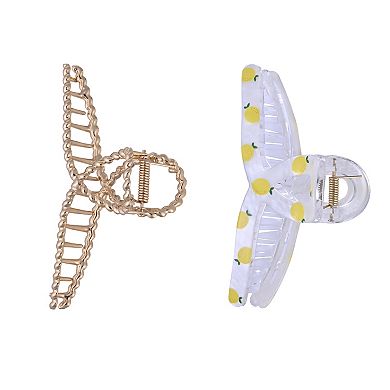 Emberly 2-Piece Gold Tone Metal & Acrylic Claw Clips