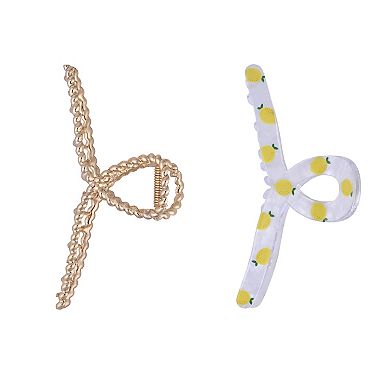 Emberly 2-Piece Gold Tone Metal & Acrylic Claw Clips