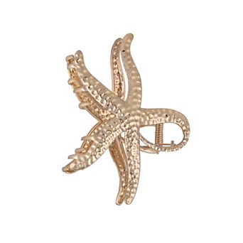 Emberly Gold Tone Hammered Metal Starfish Claw Clip