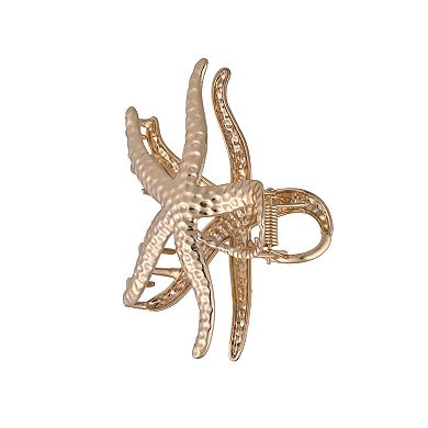 Emberly Gold Tone Hammered Metal Starfish Claw Clip