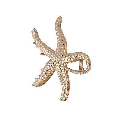 Emberly Gold Tone Hammered Metal Starfish Claw Clip