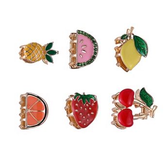Emberly 6-Pack Gold Tone Fruit Enamel Metal Claw Clips