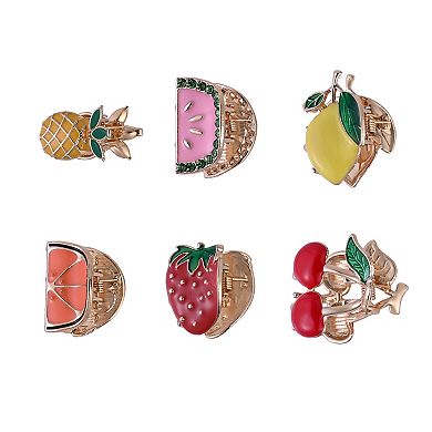 Emberly 6-Pack Gold Tone Fruit Enamel Metal Claw Clips