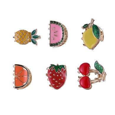 Emberly 6-Pack Gold Tone Fruit Enamel Metal Claw Clips