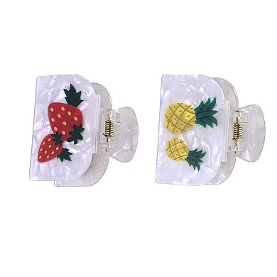 Emberly 2-Pack Pineapple & Strawberry Print Claw Clips