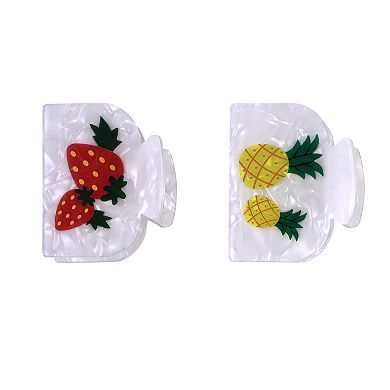 Emberly 2-Pack Pineapple & Strawberry Print Claw Clips