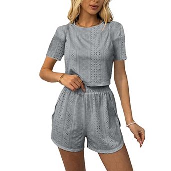 Women's 2 pc Pyjama Sets Short Sleeve Top and Shorts Summer Sleepwear Nightwear Clothes Sets