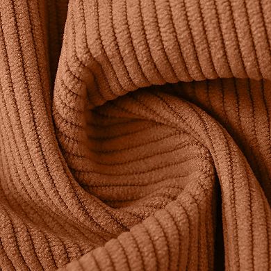 Women's Corduroy Hooded Jacket Long Sleeves Ribbed Detailing Warm Outerwear With Front Pockets