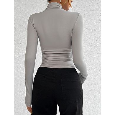 Women's Turtleneck Long Sleeve Shirts Mock Neck Underwear Base Layer Slim Fit Tops Thermal Blouses