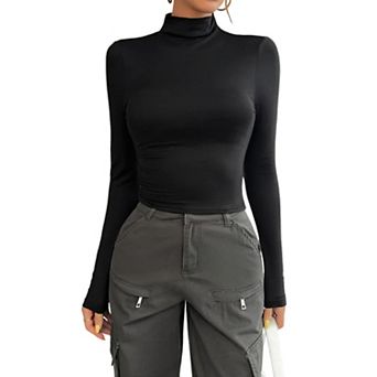 Women's Turtleneck Long Sleeve Shirts Mock Neck Underwear Base Layer Slim Fit Tops Thermal Blouses