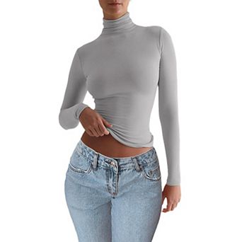 Women's Turtleneck Long Sleeve Shirts Mock Neck Underwear Base Layer Slim Fit Tops Thermal Blouses