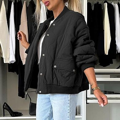 Women's Casual Quilted Jacket Warm Outerwear Aesthetic Down Elastic Coat Business Jacket In Trendy