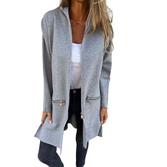 Women Hooded Cardigan Coat Fashion With Pocket Jacket Fall And Winter Coat Casual Outwear